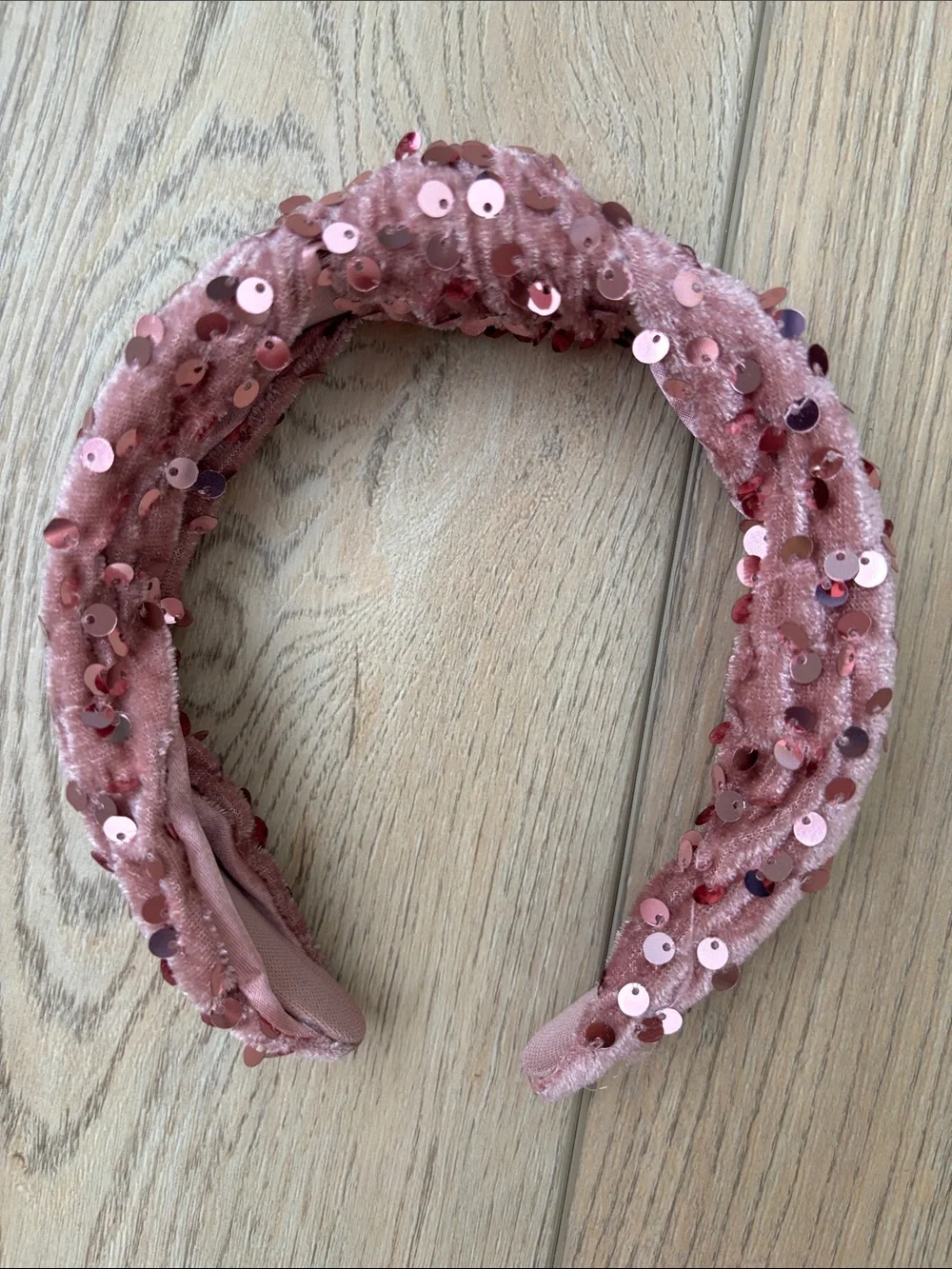 2 Piece Hair Fashion Set Floral Hair Bow Clip & Mauve Sequin Headband Soft Girl